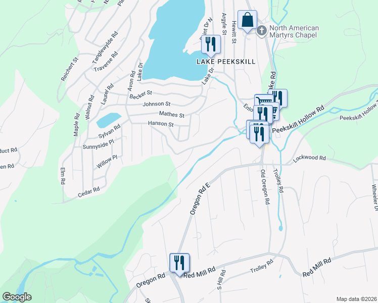 map of restaurants, bars, coffee shops, grocery stores, and more near 1 Anton Place in Lake Peekskill