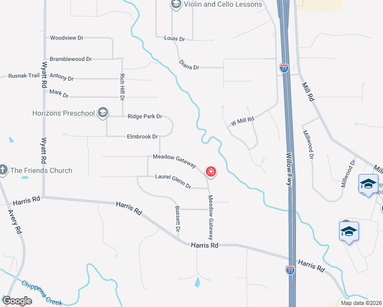 map of restaurants, bars, coffee shops, grocery stores, and more near 3915 Meadow Gateway in Broadview Heights