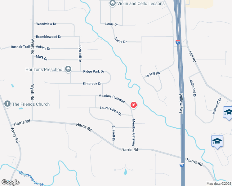 map of restaurants, bars, coffee shops, grocery stores, and more near 3845 Meadow Gateway in Broadview Heights