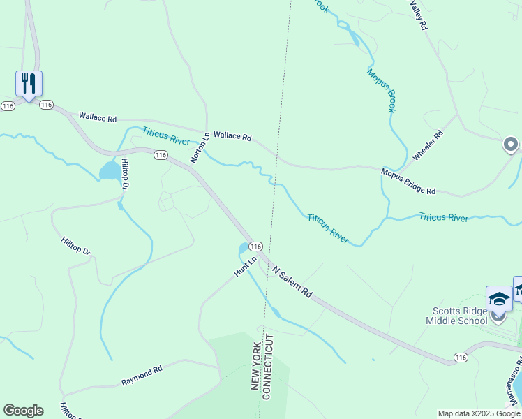 map of restaurants, bars, coffee shops, grocery stores, and more near 744 Titicus Road in North Salem