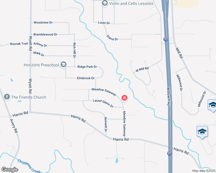 map of restaurants, bars, coffee shops, grocery stores, and more near 3845 Meadow Gateway in Broadview Heights