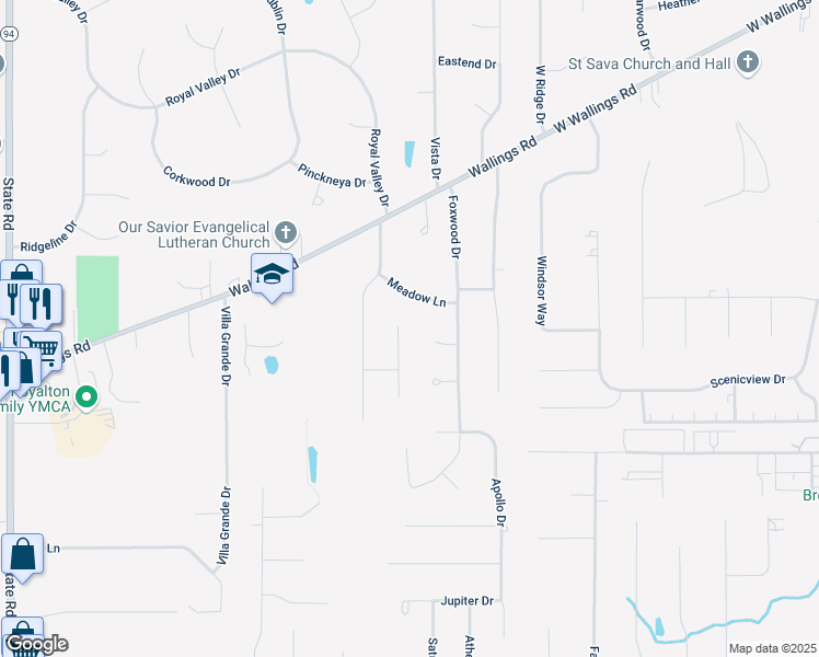 map of restaurants, bars, coffee shops, grocery stores, and more near 10215 Red Oak North in North Royalton