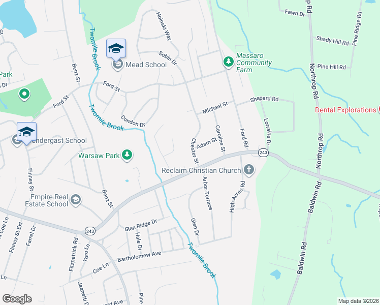 map of restaurants, bars, coffee shops, grocery stores, and more near 5 Chester Street in Ansonia