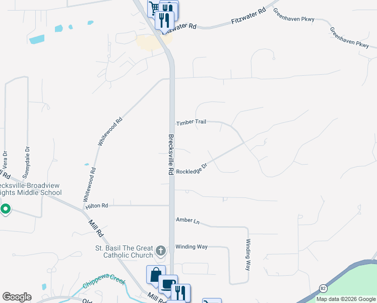 map of restaurants, bars, coffee shops, grocery stores, and more near 8451 Brecksville Rd in Brecksville