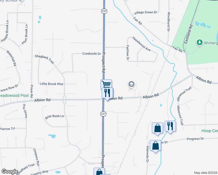 map of restaurants, bars, coffee shops, grocery stores, and more near 10795 Prospect Road in Strongsville