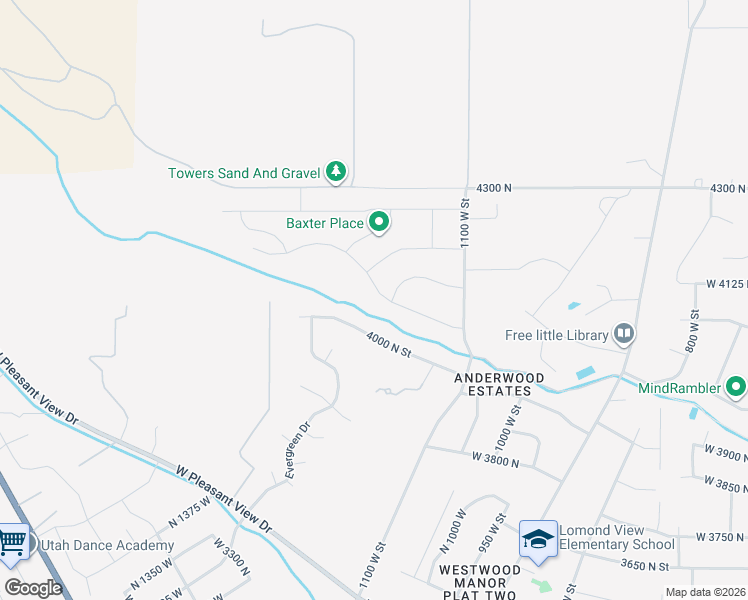 map of restaurants, bars, coffee shops, grocery stores, and more near 1189 4100 North in Pleasant View