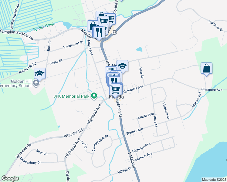 map of restaurants, bars, coffee shops, grocery stores, and more near 14 North Main Street in Florida