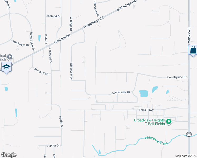 map of restaurants, bars, coffee shops, grocery stores, and more near 8571 Countryview Drive in Broadview Heights