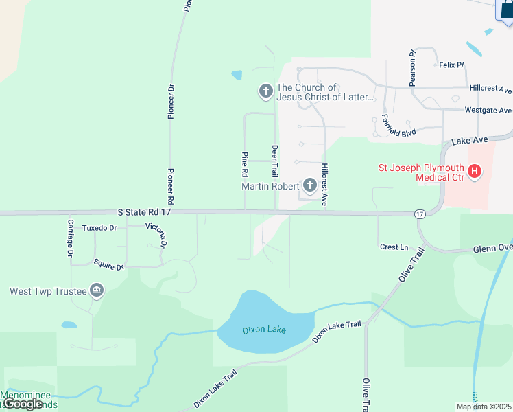 map of restaurants, bars, coffee shops, grocery stores, and more near 6857 South State Road 17 in Plymouth
