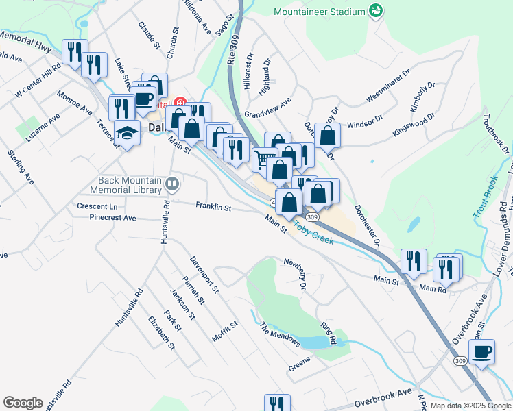 map of restaurants, bars, coffee shops, grocery stores, and more near 230 Main Street in Dallas