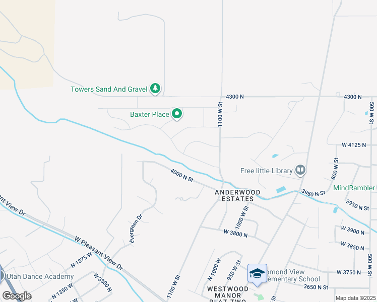 map of restaurants, bars, coffee shops, grocery stores, and more near 1171 4100 North in Pleasant View