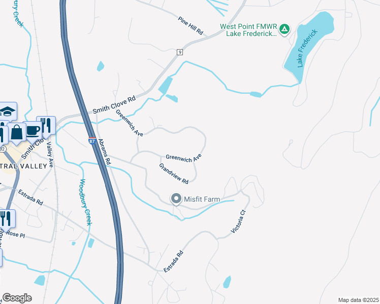 map of restaurants, bars, coffee shops, grocery stores, and more near 44 Greenwich Avenue in Woodbury
