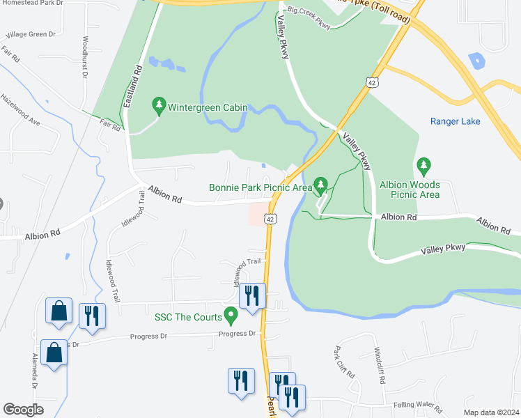 map of restaurants, bars, coffee shops, grocery stores, and more near in Strongsville