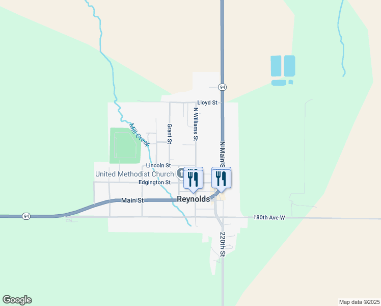 map of restaurants, bars, coffee shops, grocery stores, and more near 311 North Williams Street in Reynolds