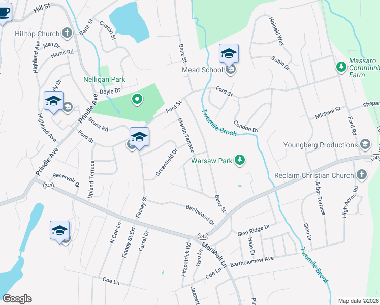 map of restaurants, bars, coffee shops, grocery stores, and more near 6 Jarvis Drive in Ansonia