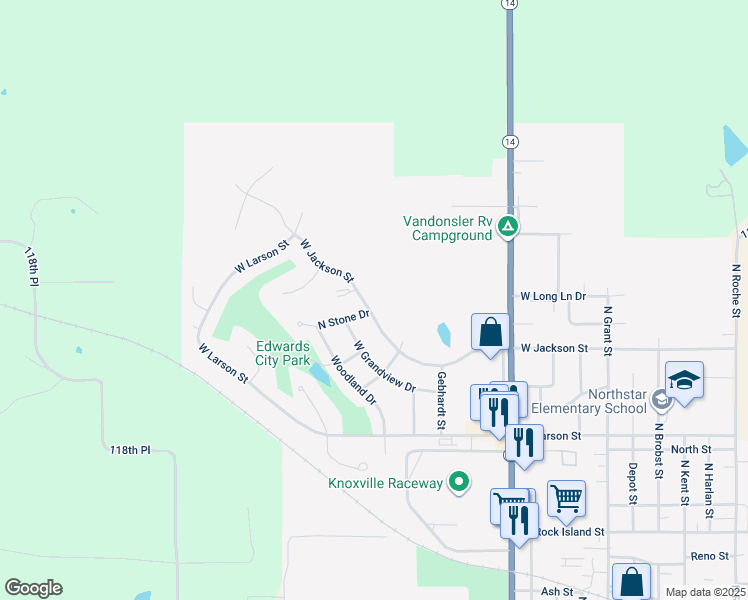 map of restaurants, bars, coffee shops, grocery stores, and more near 1713 West Jackson Street in Knoxville