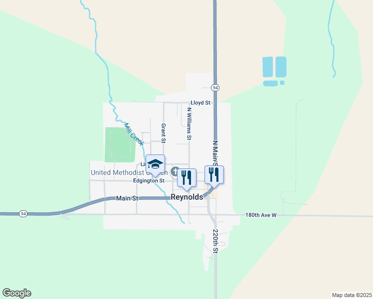 map of restaurants, bars, coffee shops, grocery stores, and more near 311-391 N Williams St in Reynolds