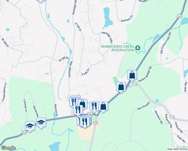 map of restaurants, bars, coffee shops, grocery stores, and more near 81B Heritage Hills in Somers
