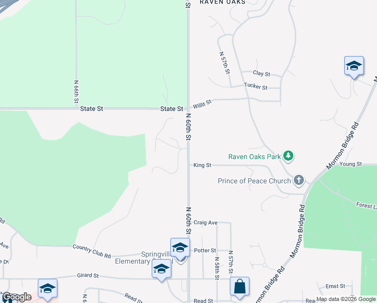map of restaurants, bars, coffee shops, grocery stores, and more near 7980 North 60th Street in Omaha