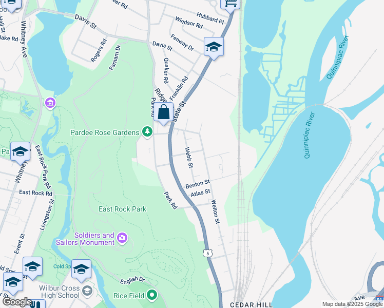 map of restaurants, bars, coffee shops, grocery stores, and more near 47 Webb Street in Hamden