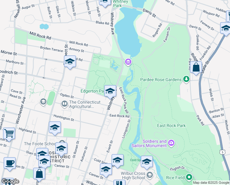 map of restaurants, bars, coffee shops, grocery stores, and more near 827 Whitney Avenue in New Haven
