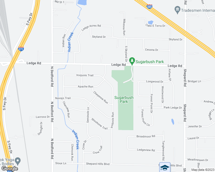 map of restaurants, bars, coffee shops, grocery stores, and more near 874 Iroquois Run in Macedonia