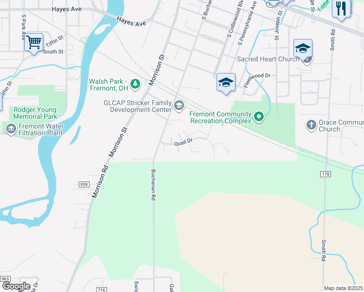 map of restaurants, bars, coffee shops, grocery stores, and more near 919 Quail Drive in Fremont