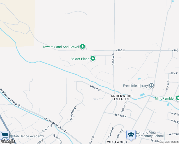 map of restaurants, bars, coffee shops, grocery stores, and more near 1189 4100 North in Pleasant View