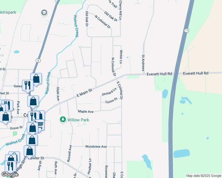 map of restaurants, bars, coffee shops, grocery stores, and more near 351 Tessa Place in Cortland