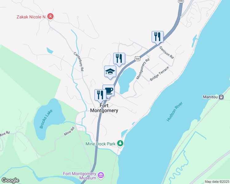 map of restaurants, bars, coffee shops, grocery stores, and more near 838 Route 9W in Highlands