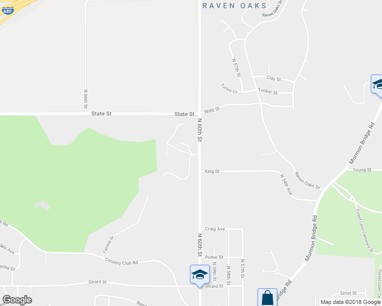 map of restaurants, bars, coffee shops, grocery stores, and more near 8017 North 60th Court in Omaha