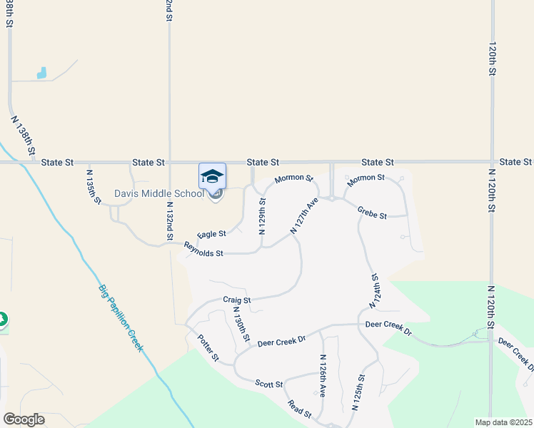 map of restaurants, bars, coffee shops, grocery stores, and more near 8215 North 129th Street in Omaha