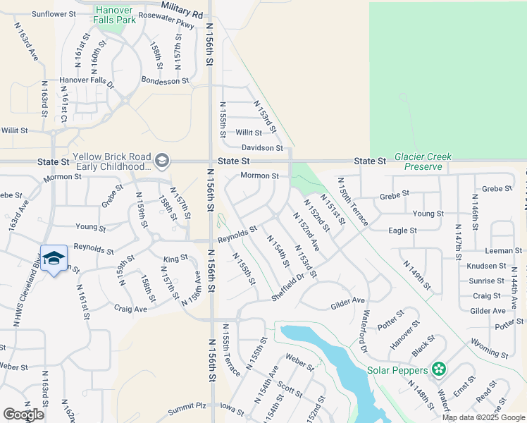 map of restaurants, bars, coffee shops, grocery stores, and more near 15307 Young Street in Bennington