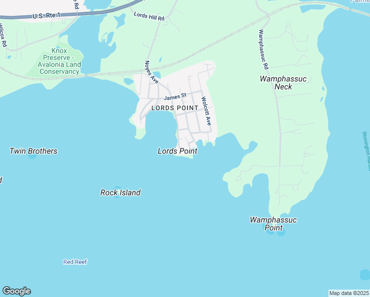 map of restaurants, bars, coffee shops, grocery stores, and more near 9 Skipper Street in Stonington