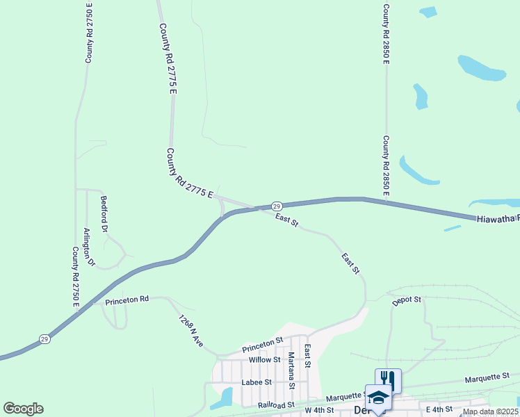 map of restaurants, bars, coffee shops, grocery stores, and more near in DePue