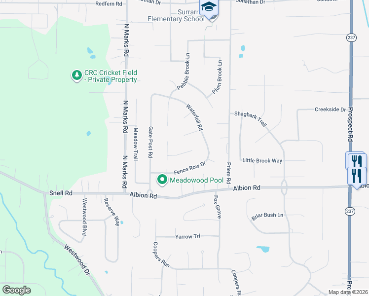 map of restaurants, bars, coffee shops, grocery stores, and more near 10804 Meadowgrass Road in Strongsville