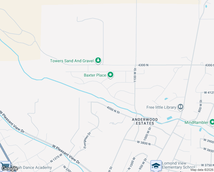 map of restaurants, bars, coffee shops, grocery stores, and more near 1202 4100 North in Pleasant View