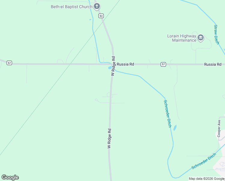 map of restaurants, bars, coffee shops, grocery stores, and more near 10625 West Ridge Road in Elyria