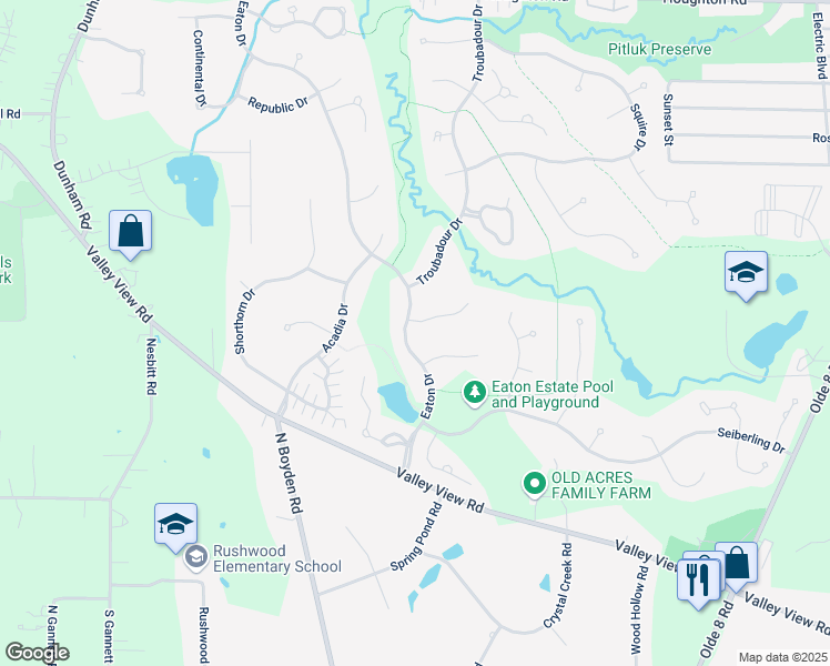 map of restaurants, bars, coffee shops, grocery stores, and more near 476 Adelle Drive in Northfield