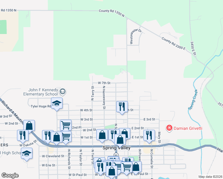 map of restaurants, bars, coffee shops, grocery stores, and more near 108 West 6th Street in Spring Valley