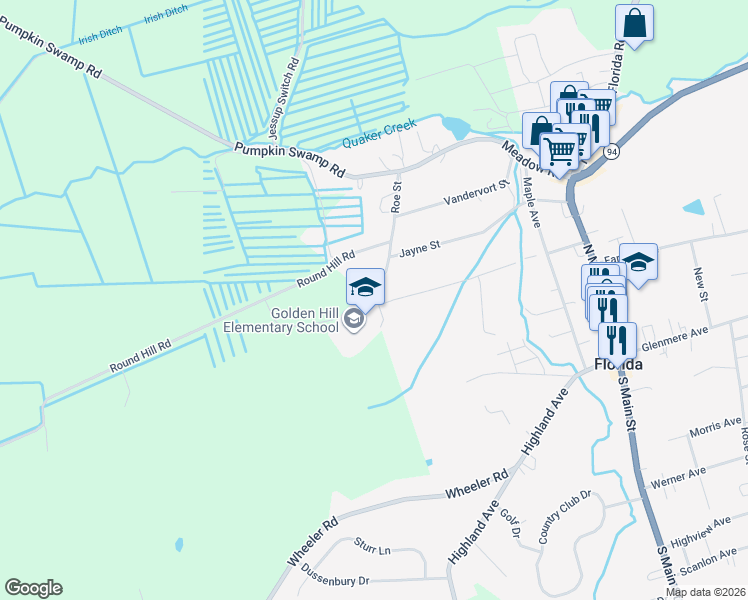 map of restaurants, bars, coffee shops, grocery stores, and more near 34 Roe Street in Florida