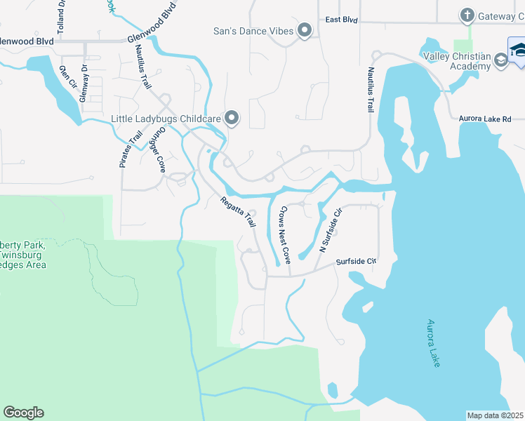 map of restaurants, bars, coffee shops, grocery stores, and more near 10111 Regatta Trail in Aurora