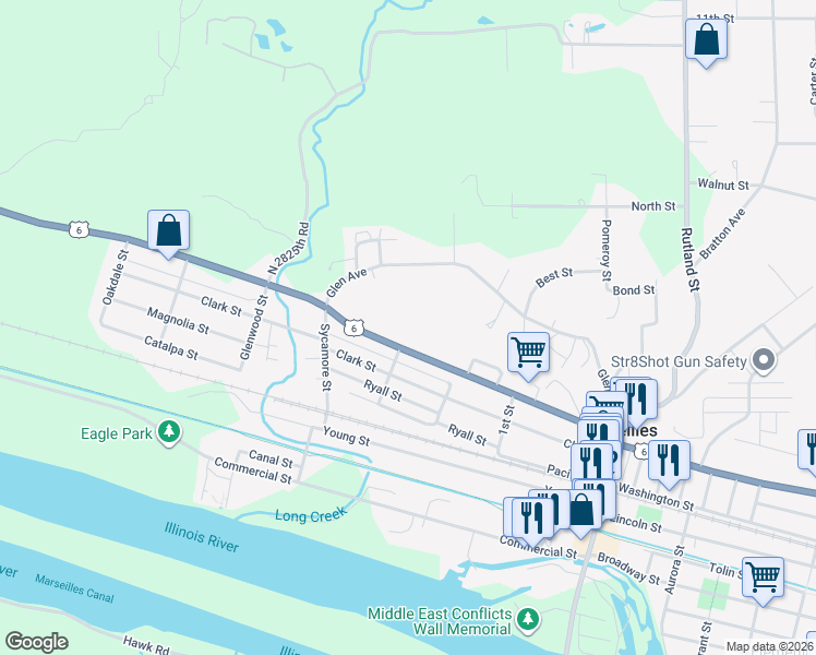 map of restaurants, bars, coffee shops, grocery stores, and more near 527 West Bluff Street in Marseilles
