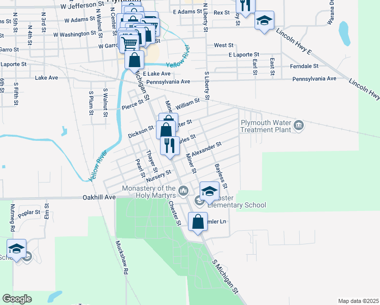 map of restaurants, bars, coffee shops, grocery stores, and more near 201 Alexander Street in Plymouth