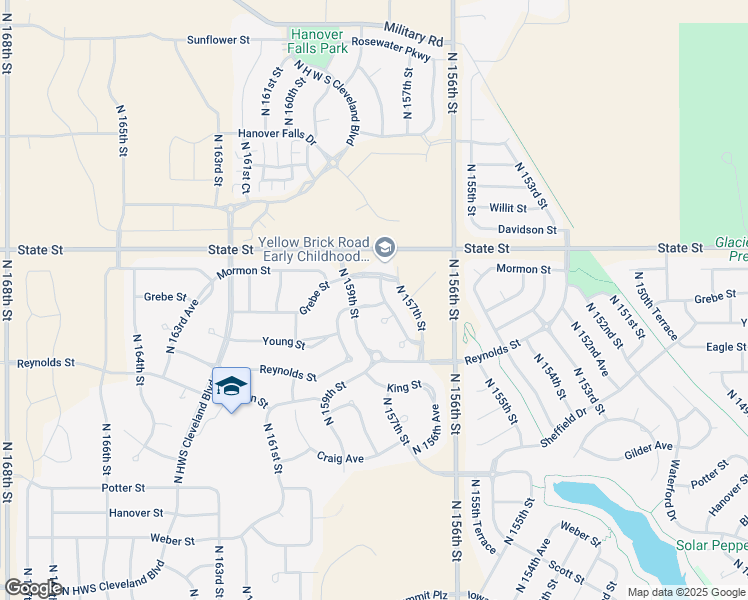 map of restaurants, bars, coffee shops, grocery stores, and more near 8152 North 158th Street in Bennington