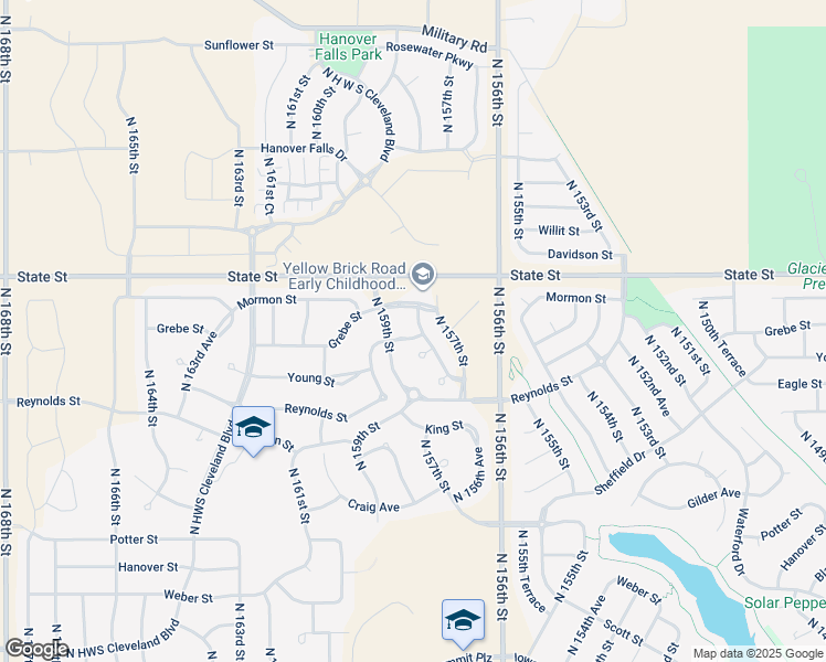 map of restaurants, bars, coffee shops, grocery stores, and more near 8152 North 158th Street in Bennington