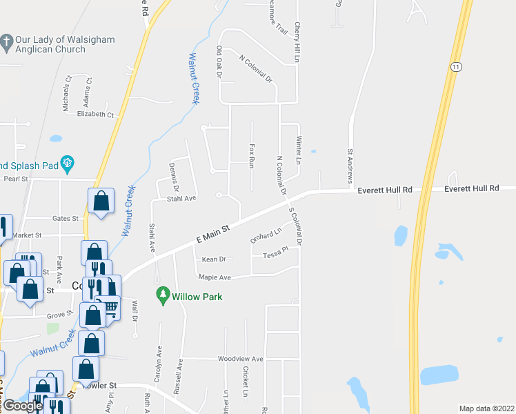 map of restaurants, bars, coffee shops, grocery stores, and more near 435 East Main Street in Cortland