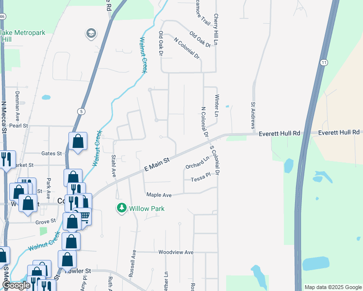 map of restaurants, bars, coffee shops, grocery stores, and more near 435 East Main Street in Cortland