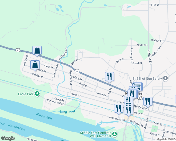 map of restaurants, bars, coffee shops, grocery stores, and more near 527 West Bluff Street in Marseilles