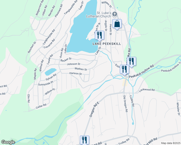 map of restaurants, bars, coffee shops, grocery stores, and more near 16B Melnick Place in Putnam Valley